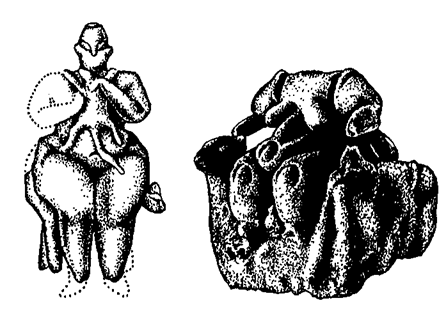 Роженица с детенышем леопарда (Хаджнлар), Богиня на троне (Чатал Хююк)